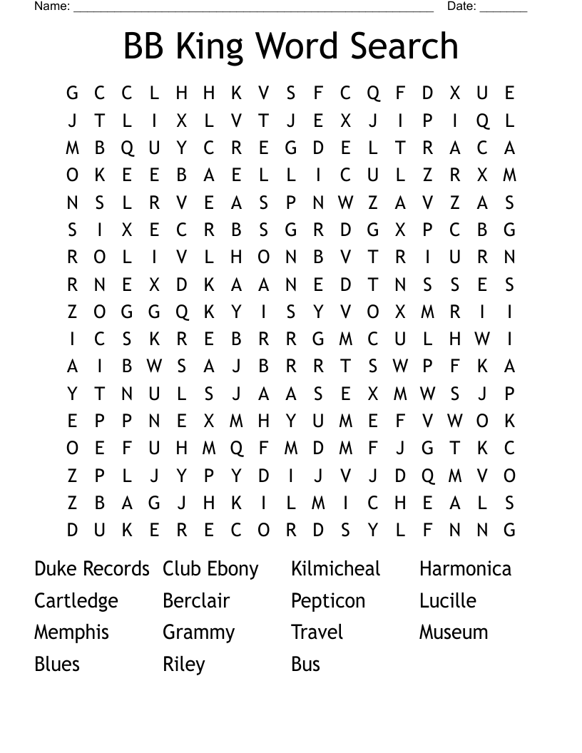 BB King Word Search