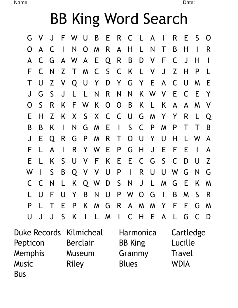 BB King Word Search