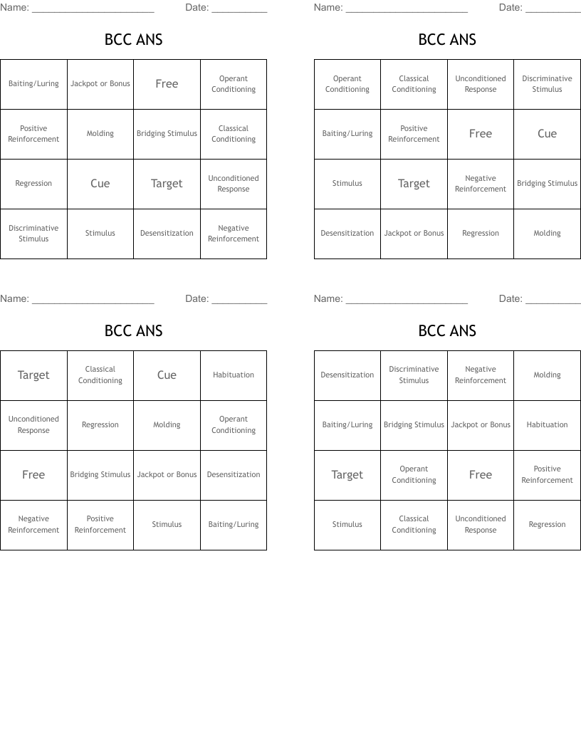 BCC ANS Bingo Cards
