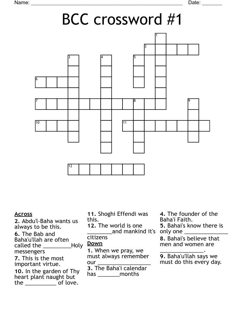 BCC crossword #1
