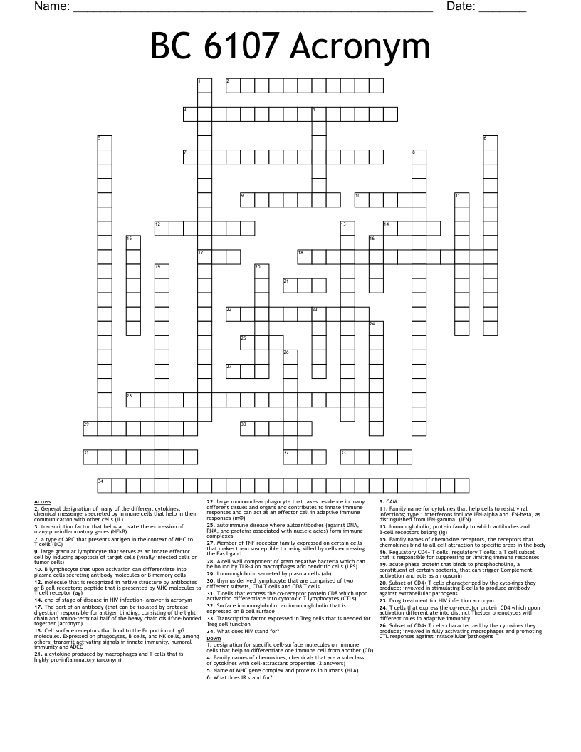 BC 6107 Acronym  Crossword