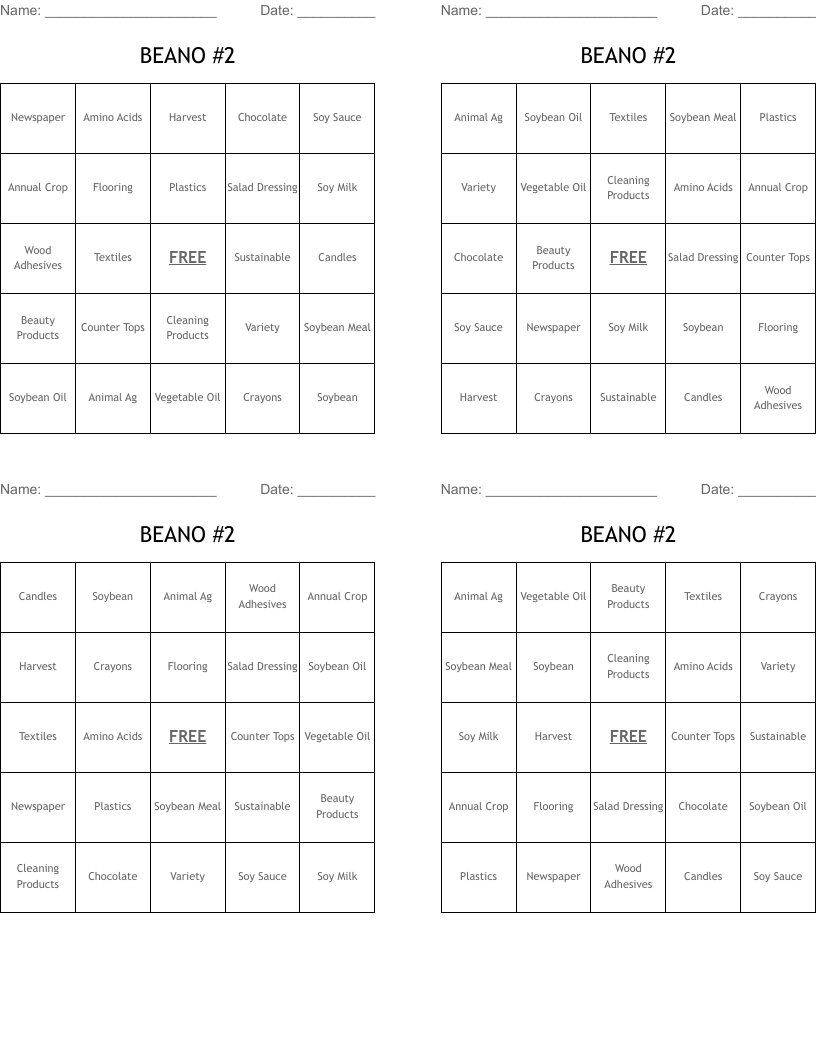 BEANO #2  Bingo Cards