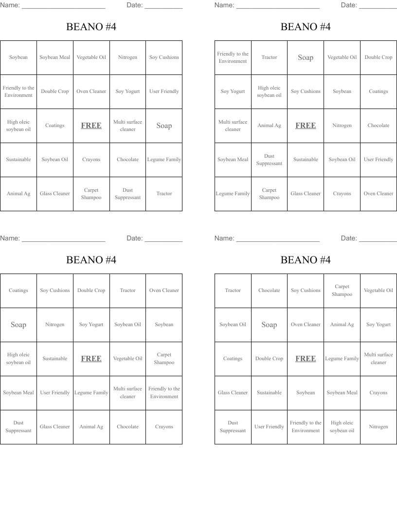 BEANO #4 Bingo Cards