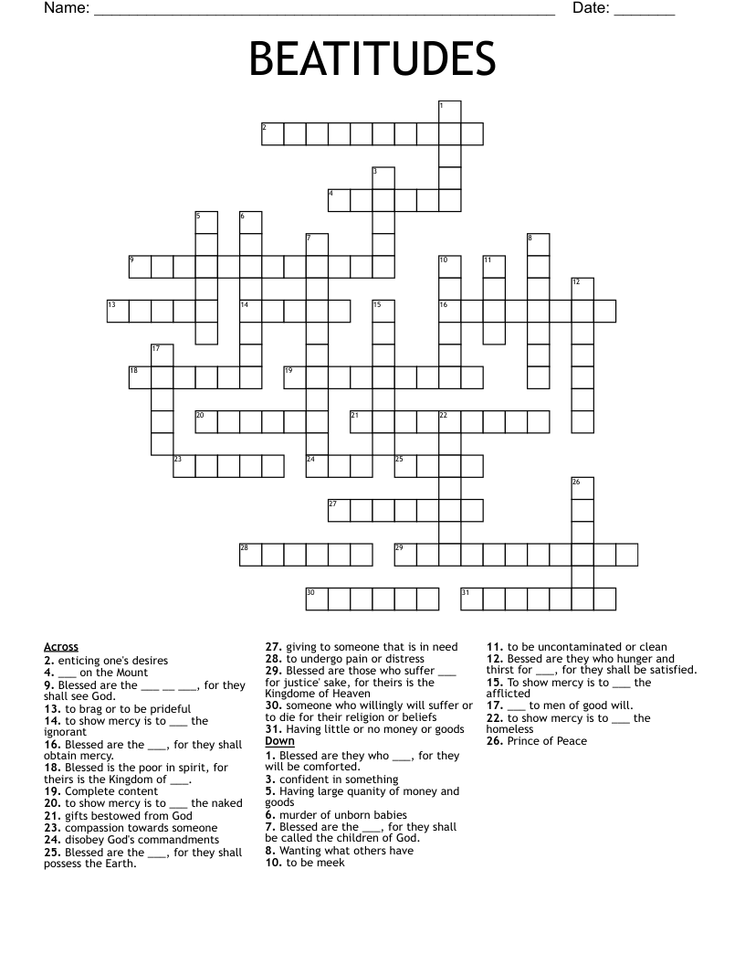 BEATITUDES Crossword