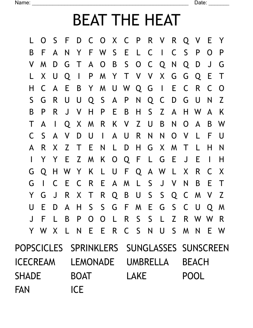 BEAT THE HEAT Word Search