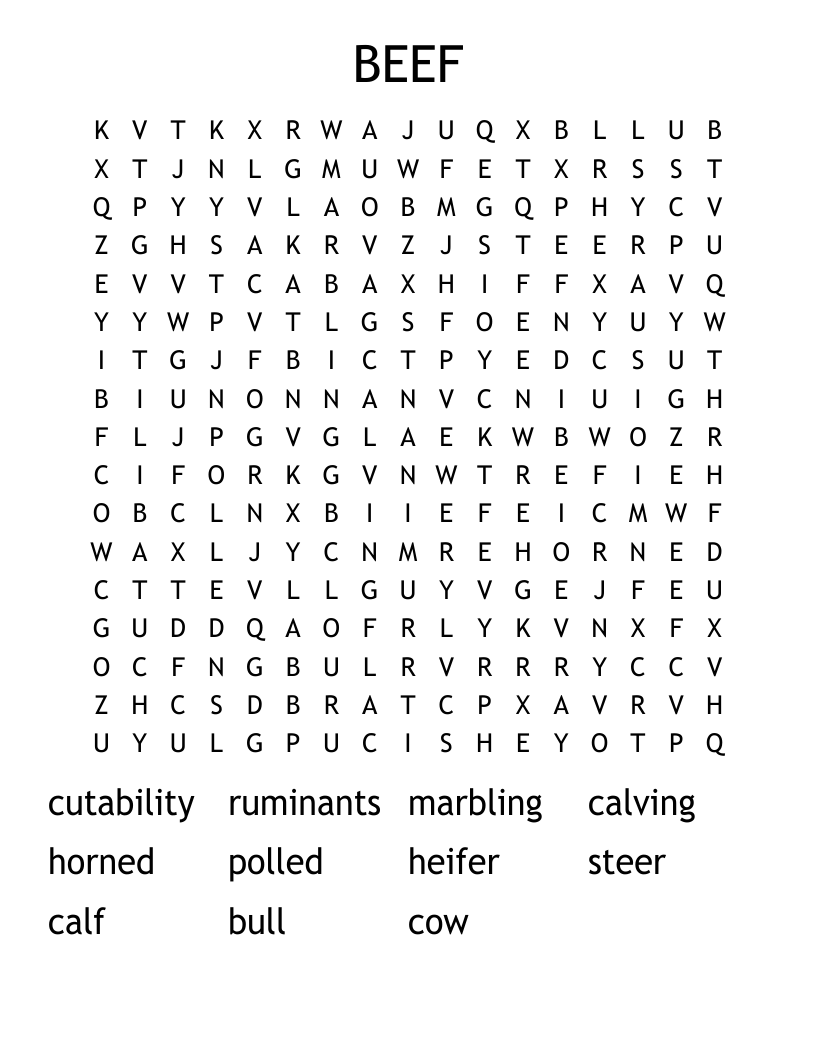 BEEF Word Search