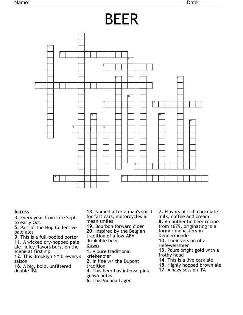 BEER Crossword
