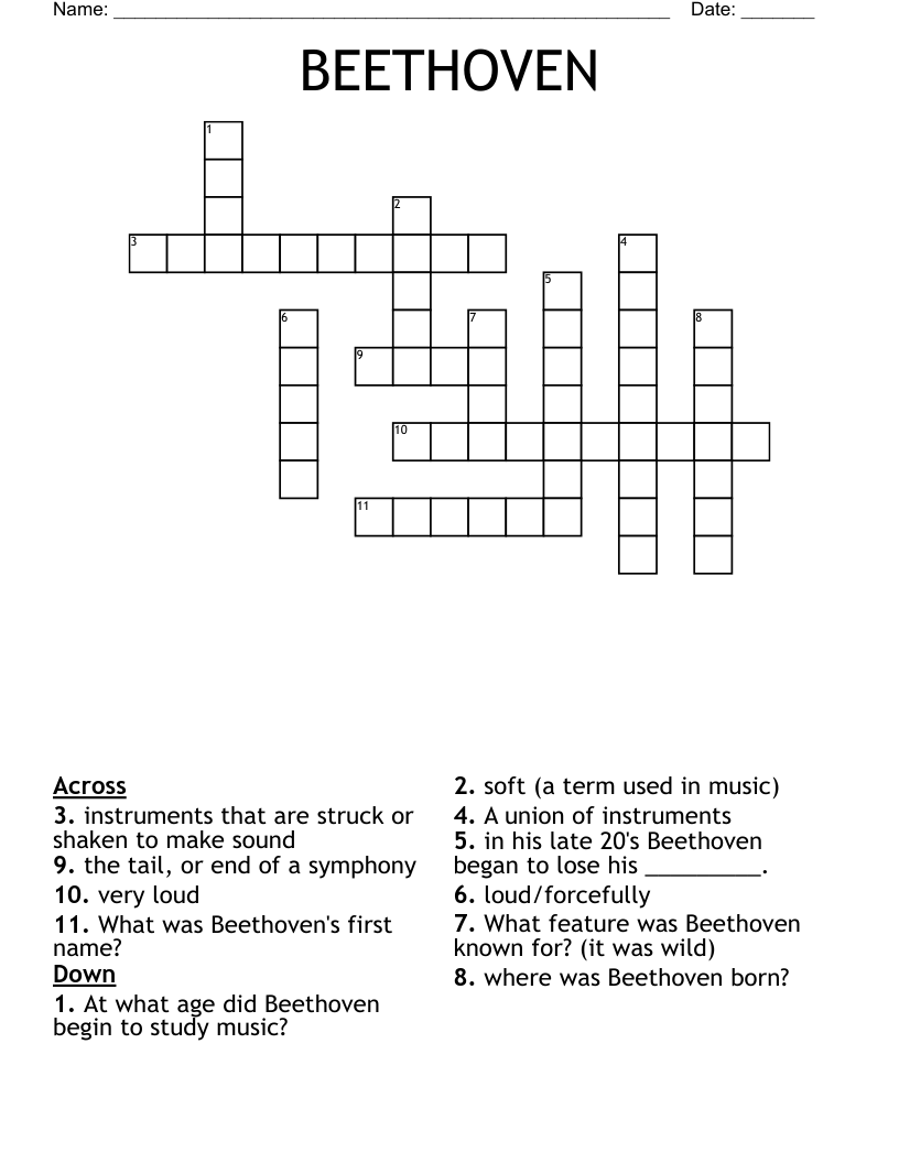 BEETHOVEN Crossword