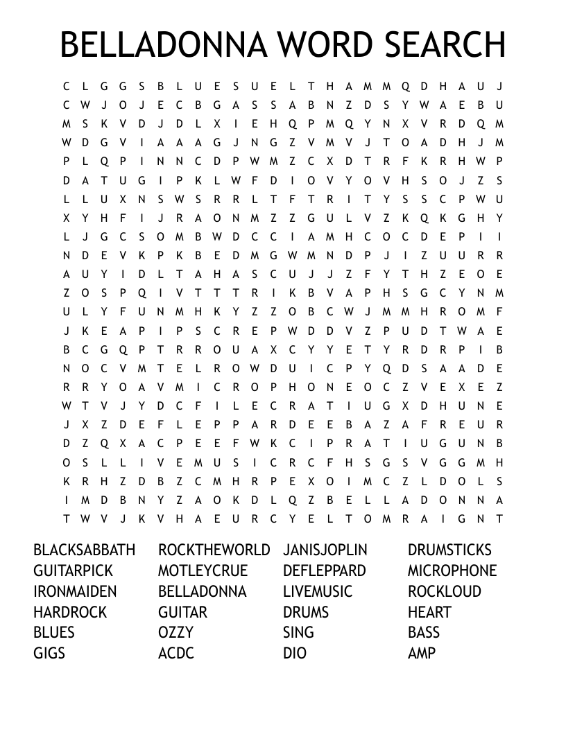 BELLADONNA WORD SEARCH