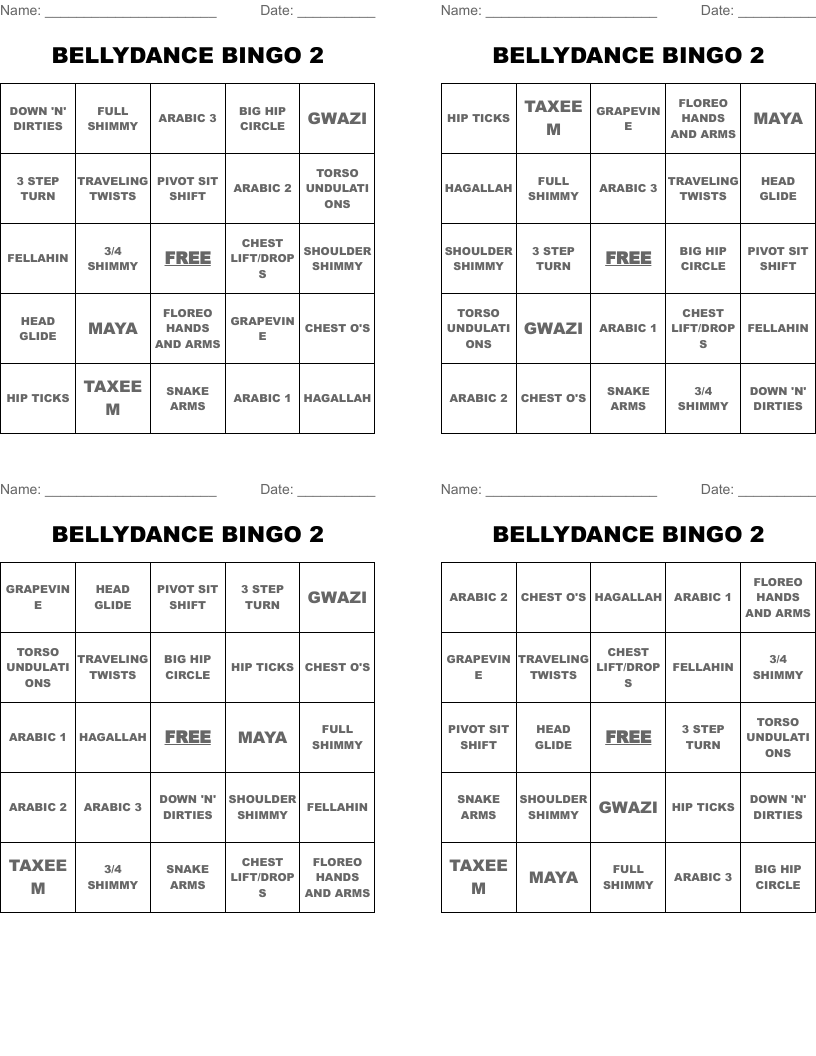 BELLYDANCE BINGO 2