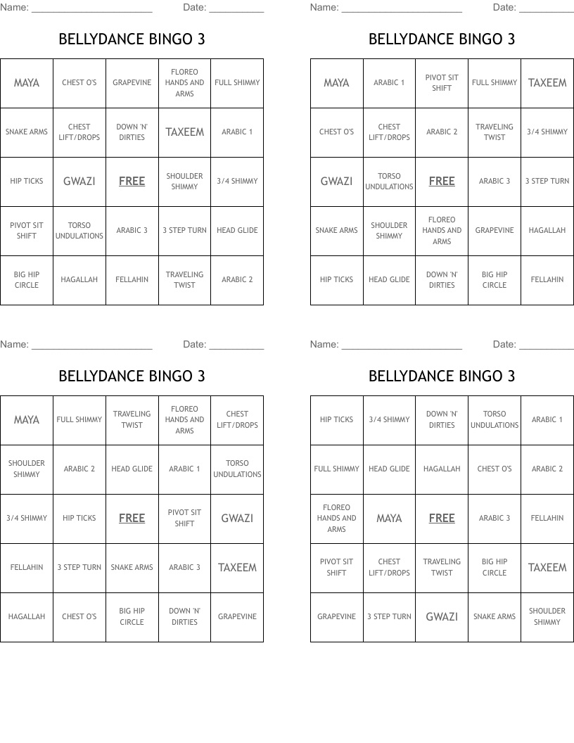 BELLYDANCE BINGO 3