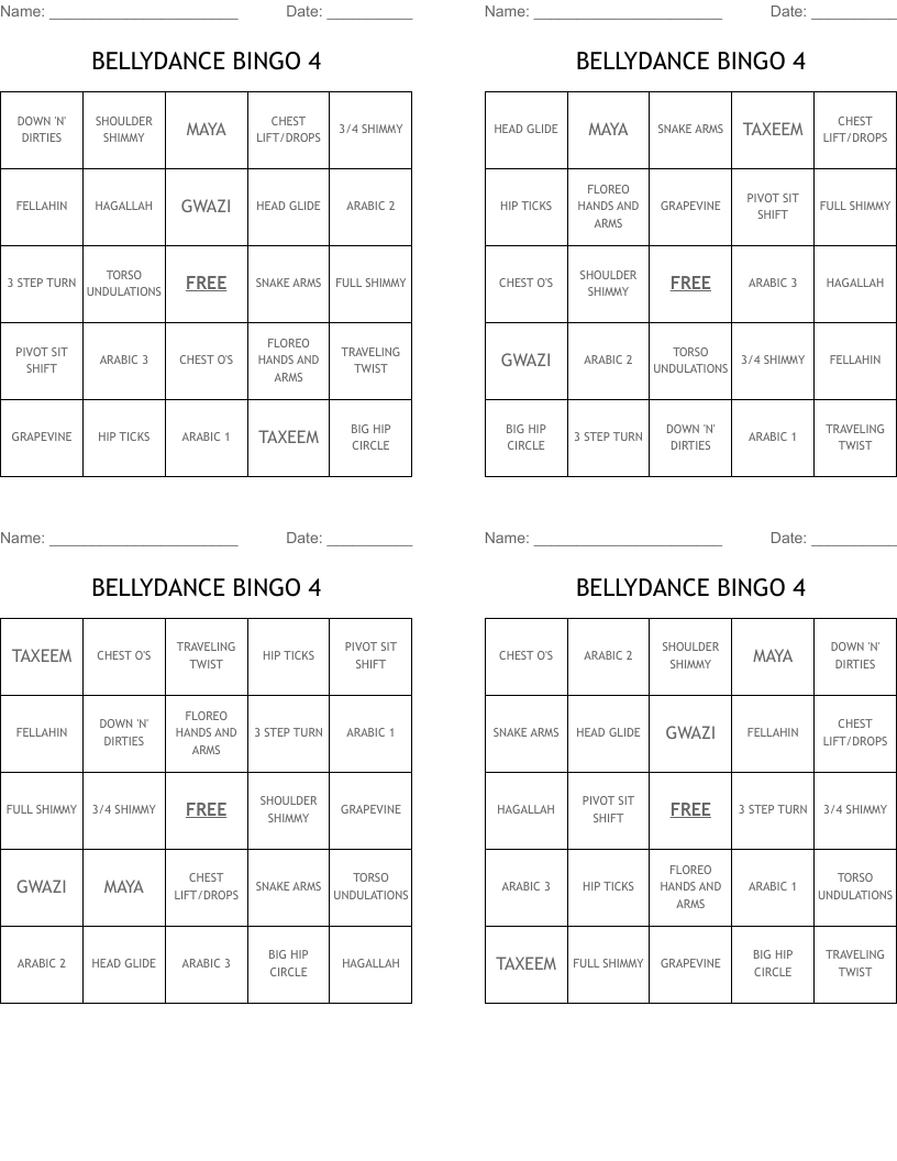 BELLYDANCE BINGO 4