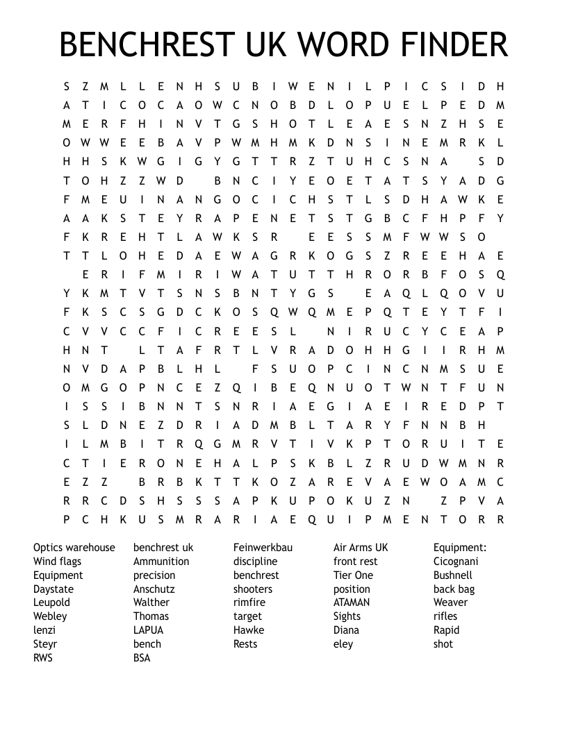BENCHREST UK WORD FINDER Word Search