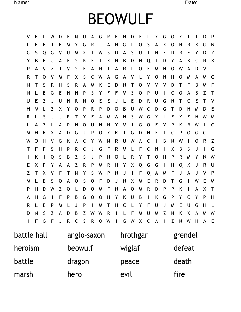 BEOWULF Word Search