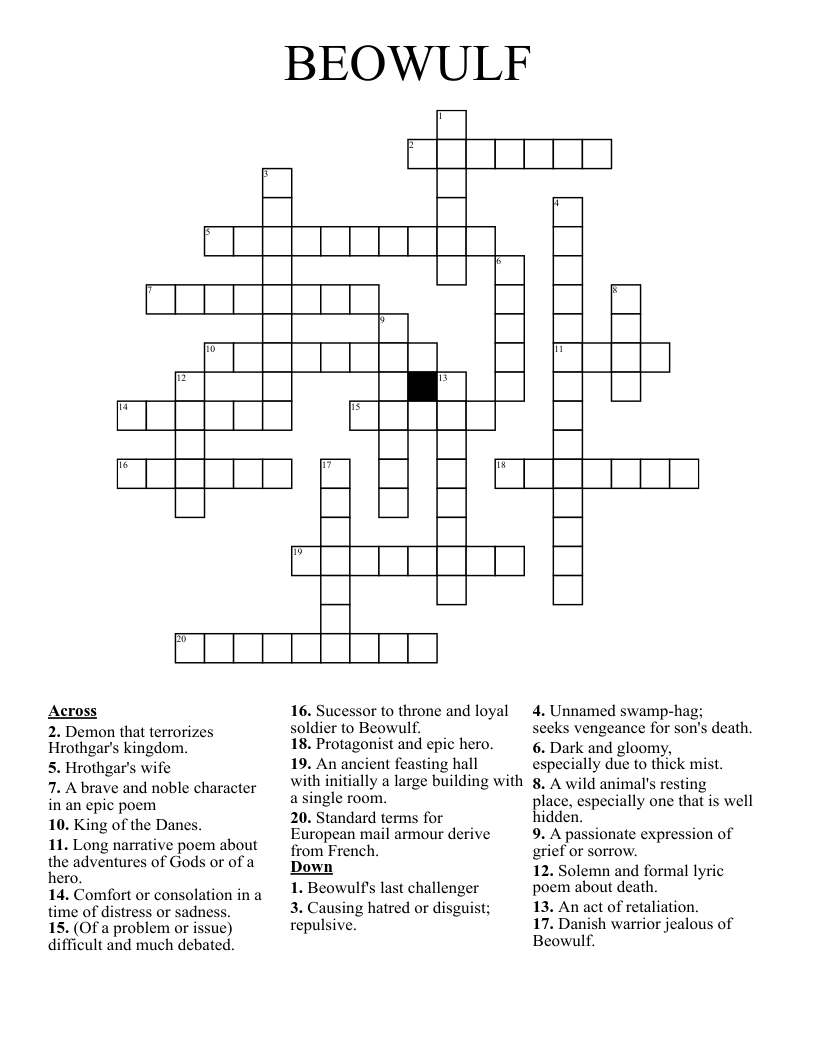 BEOWULF Crossword