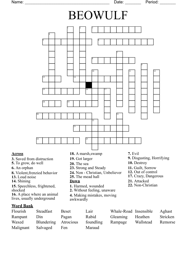 BEOWULF  Crossword
