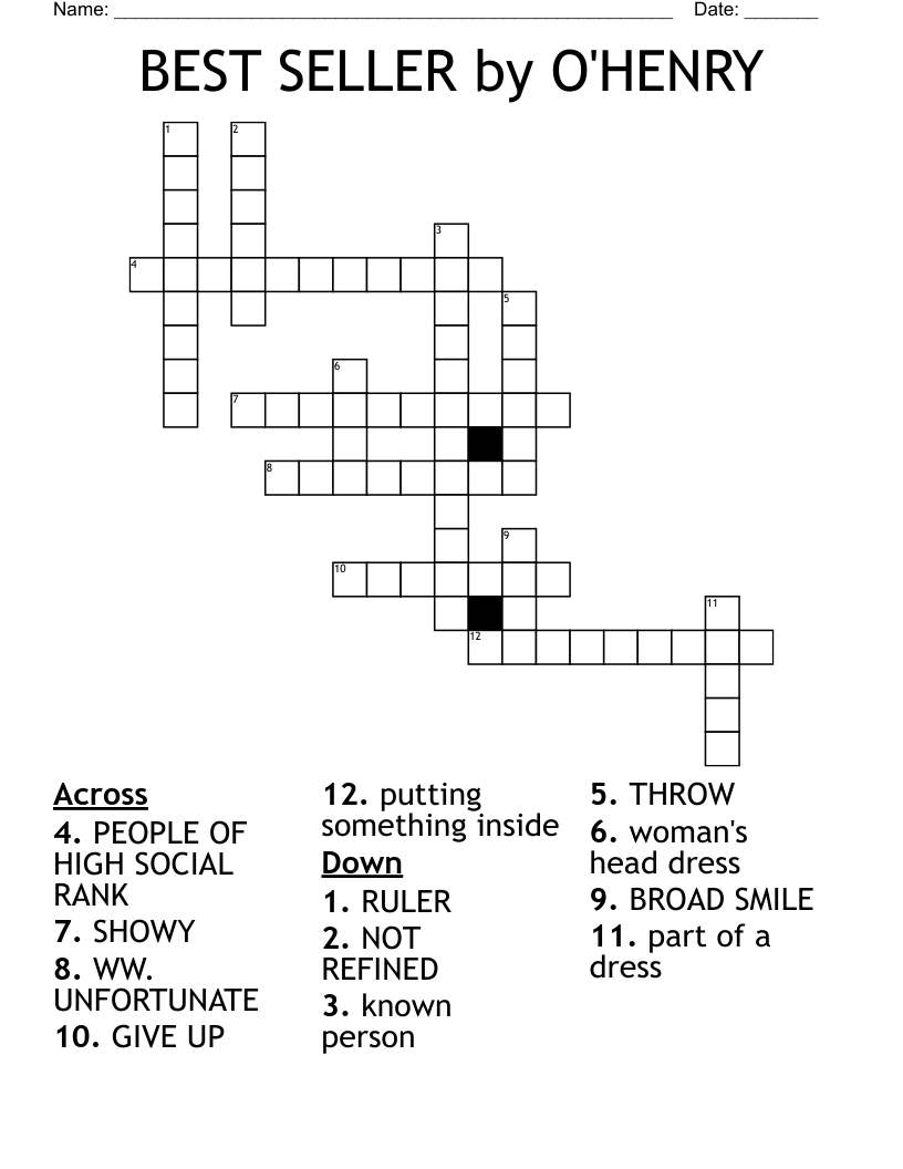 BEST SELLER by O'HENRY Crossword