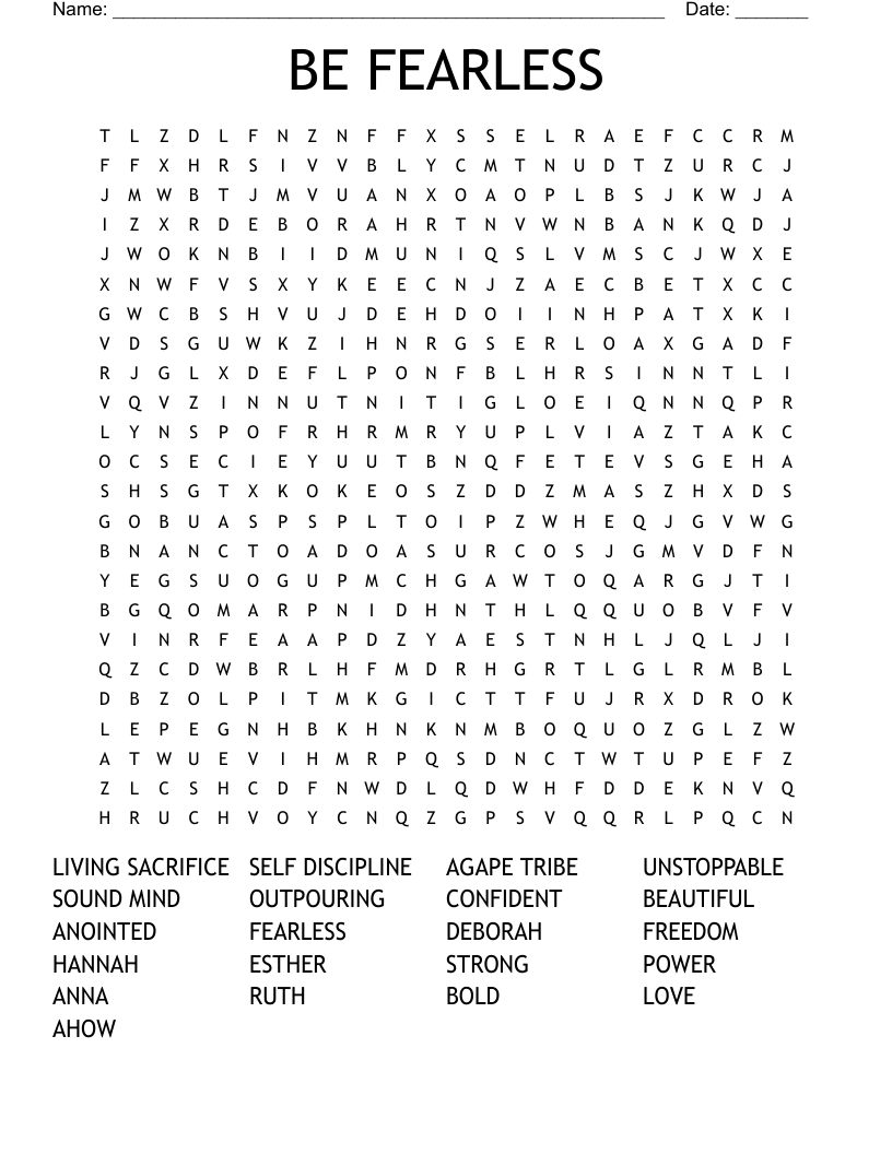 BE FEARLESS Word Search