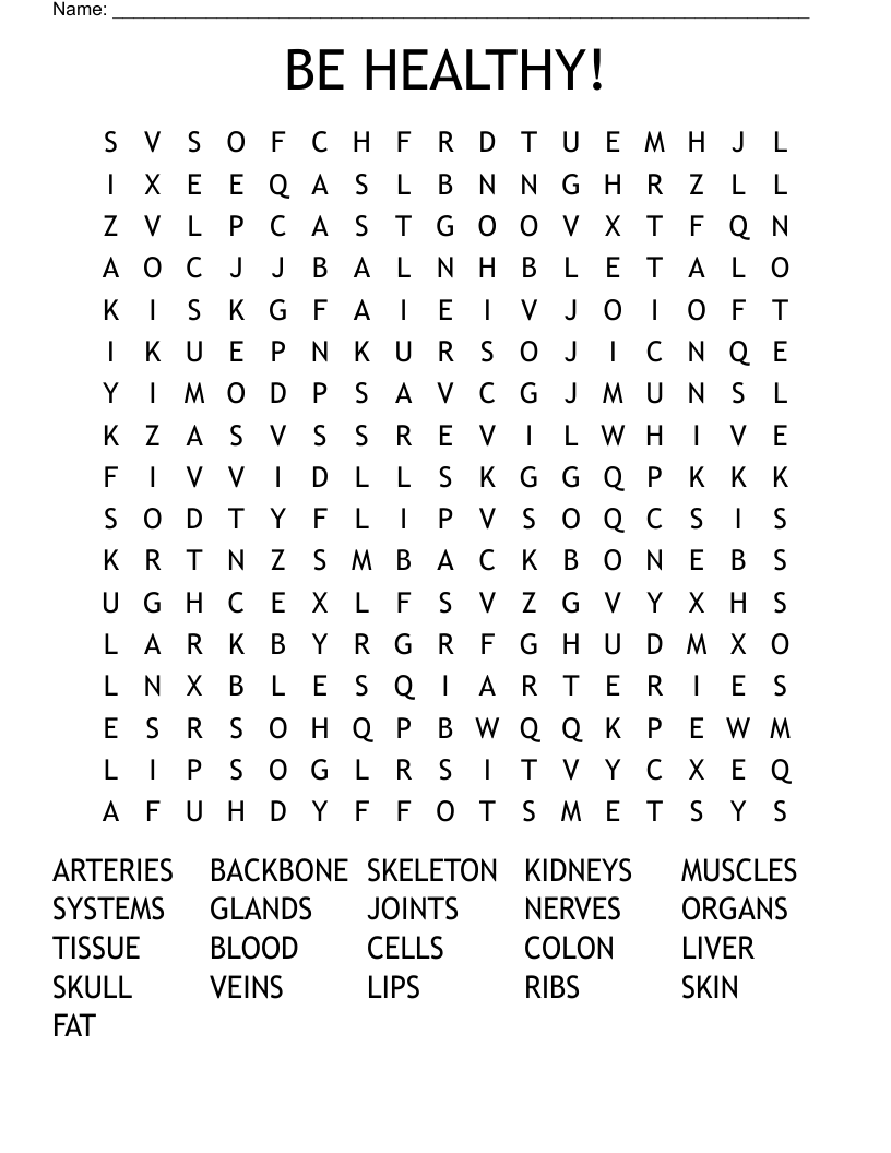 BE HEALTHY! Word Search