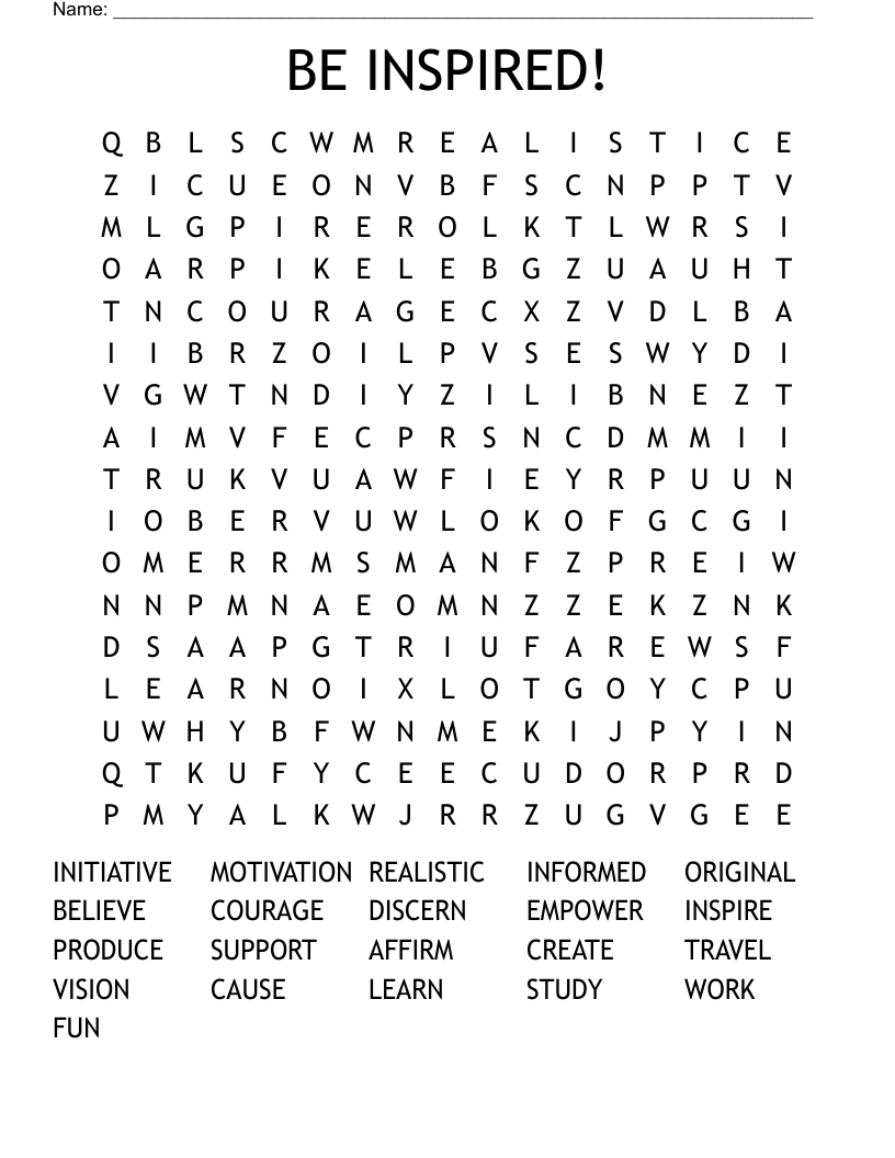 BE INSPIRED! Word Search