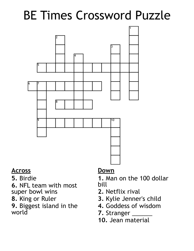 BE Times Crossword Puzzle