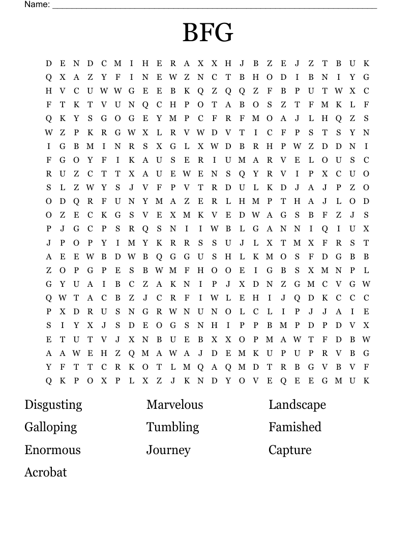 BFG Word Search