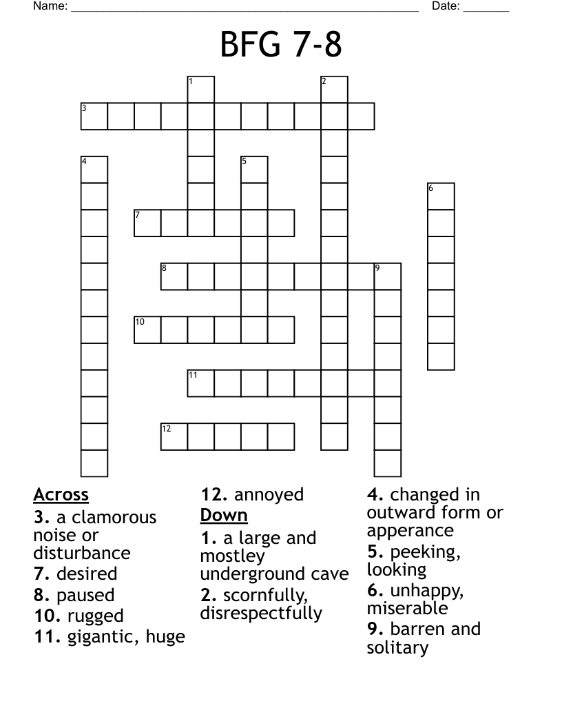 BFG 7-8 Crossword
