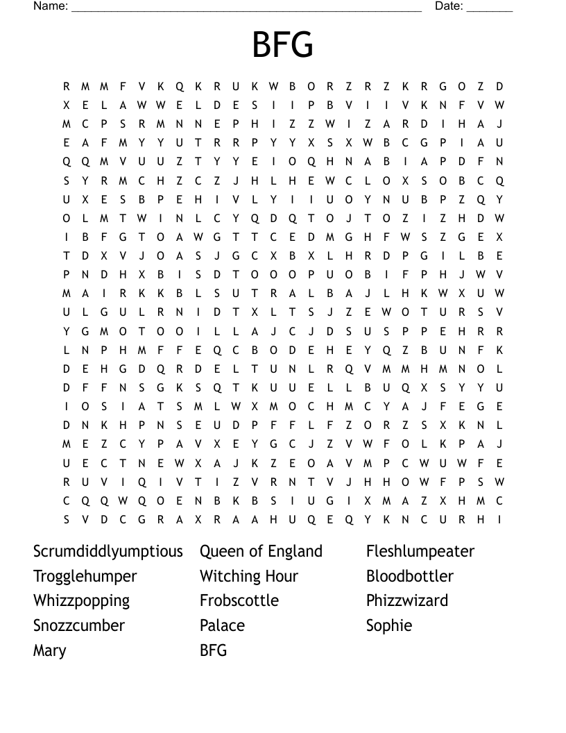 BFG Word Search
