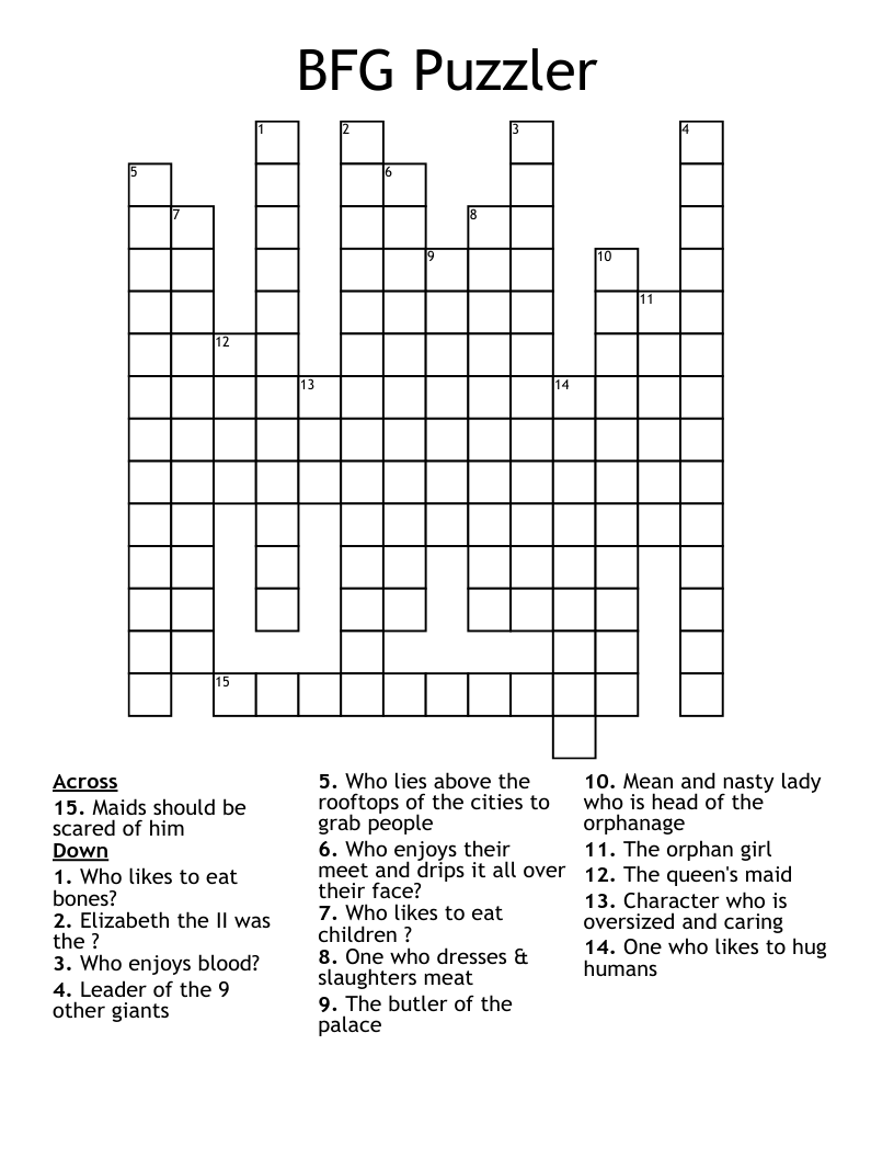 BFG Puzzler Crossword