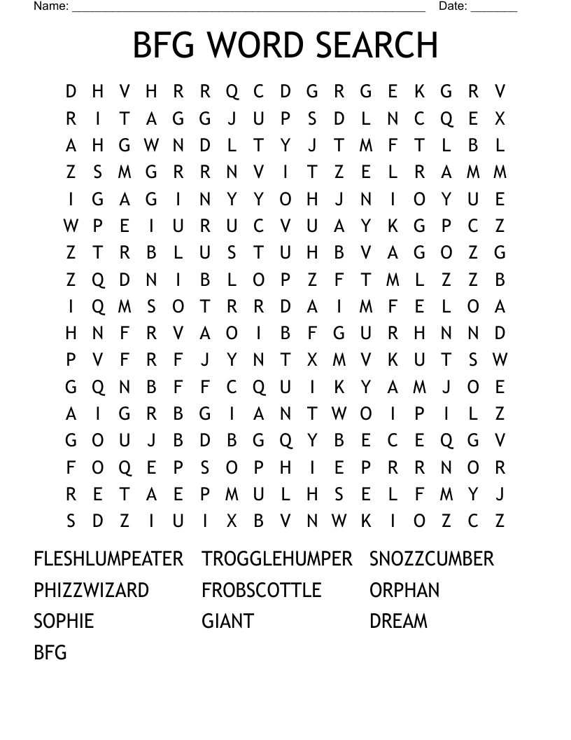 BFG WORD SEARCH