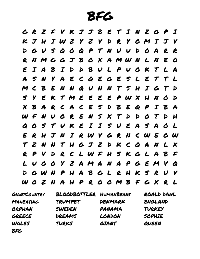 BFG  Word Search
