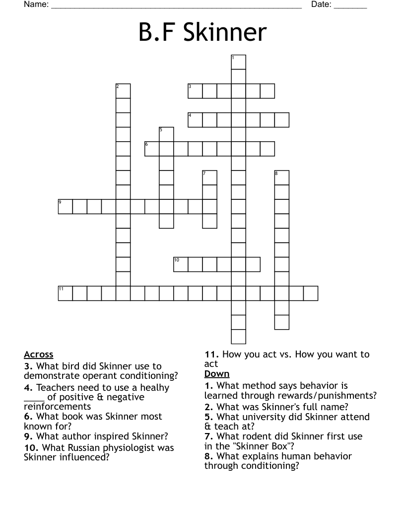 B.F Skinner Crossword