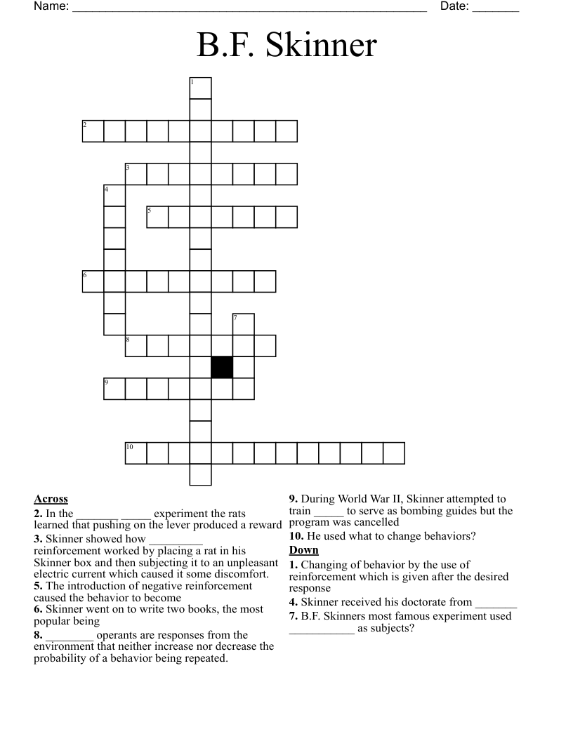 B.F. Skinner Crossword