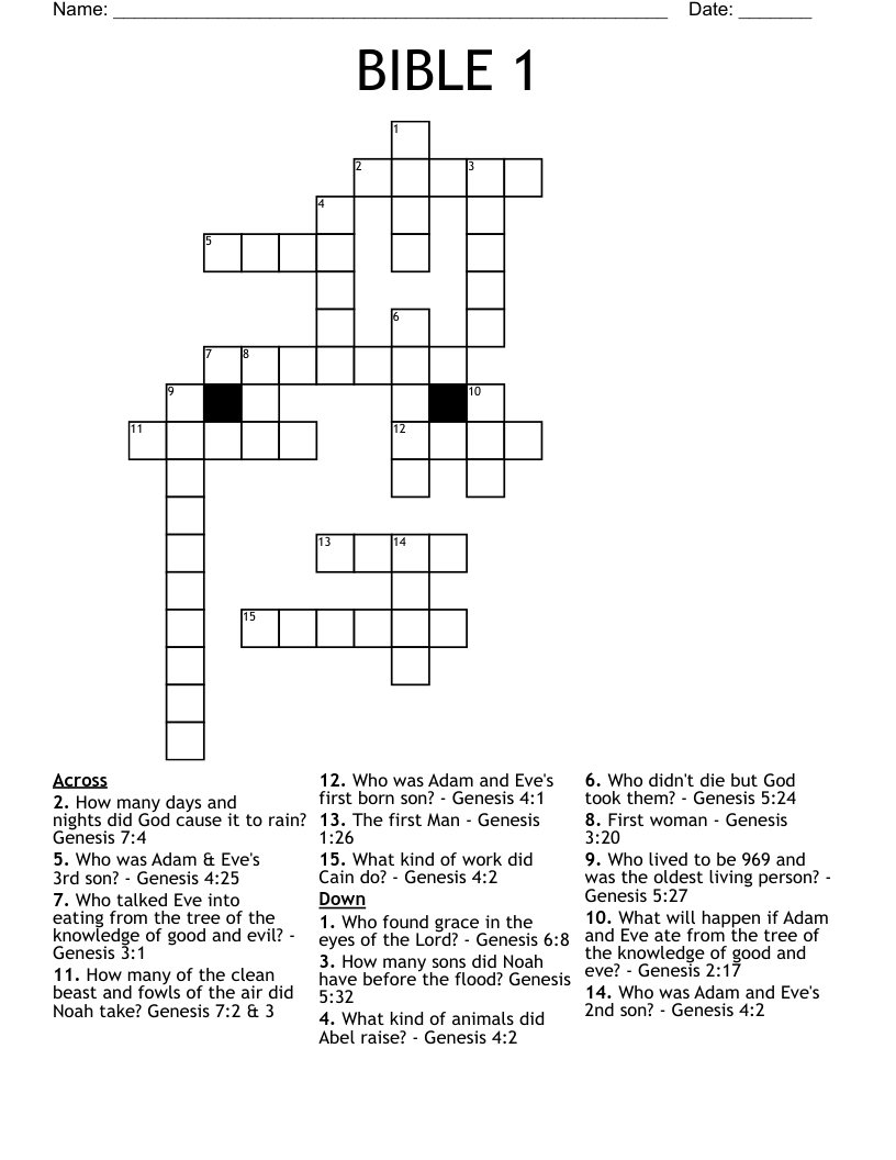 BIBLE 1 Crossword