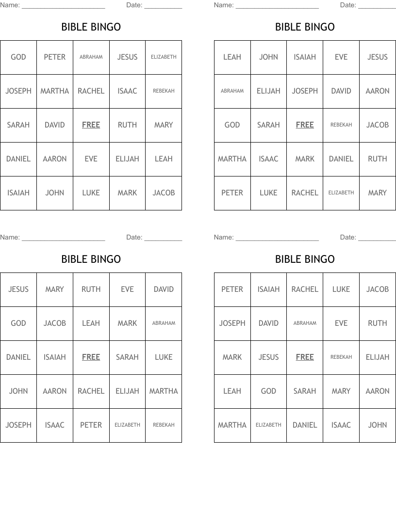 BIBLE BINGO
