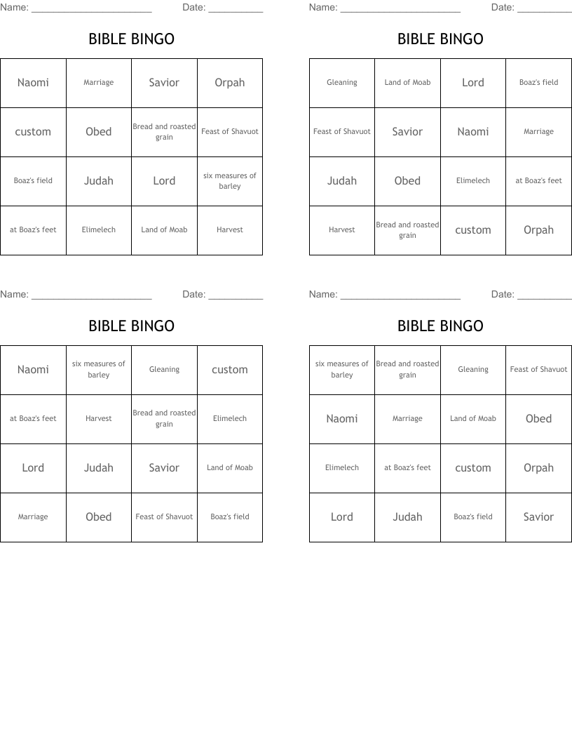 BIBLE BINGO