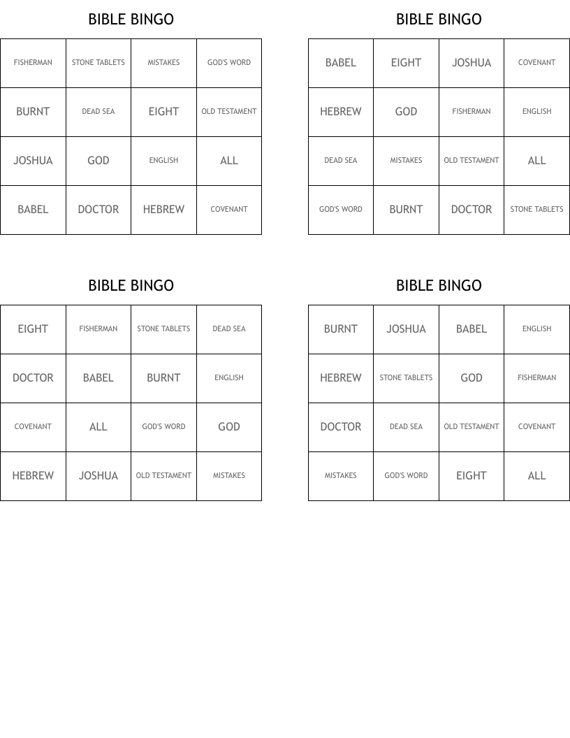 BIBLE BINGO