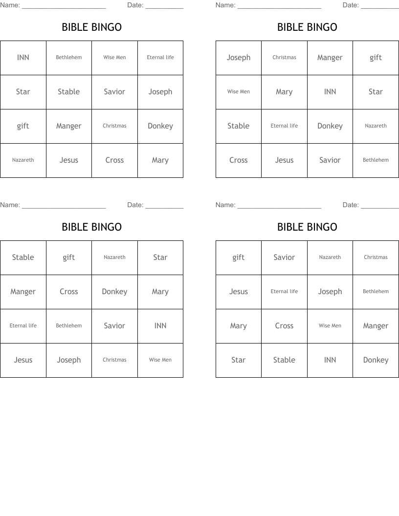 BIBLE BINGO