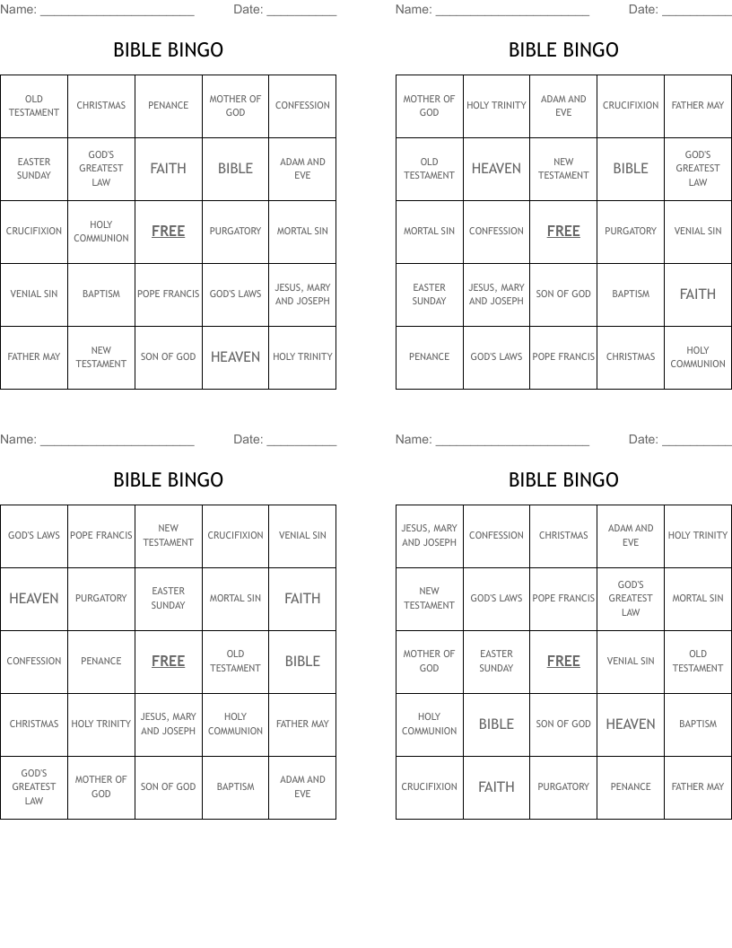 BIBLE BINGO