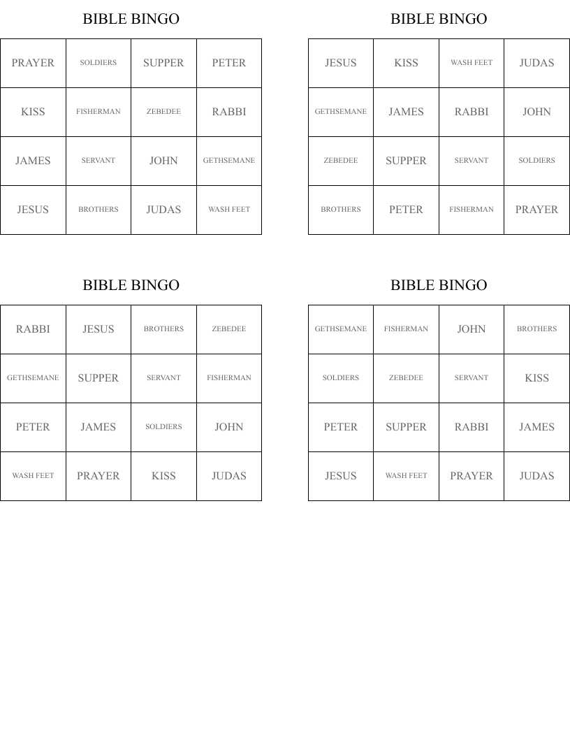 BIBLE BINGO