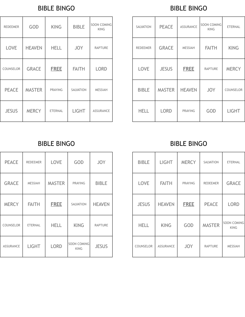 BIBLE BINGO
