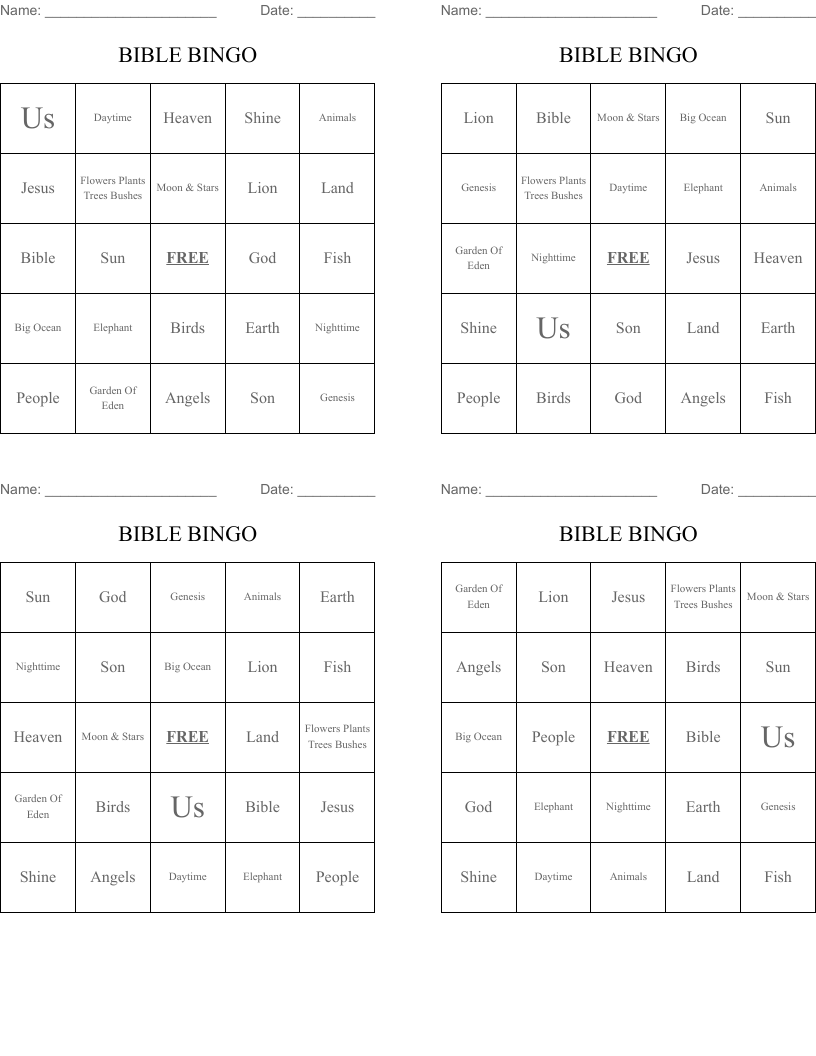 BIBLE BINGO
