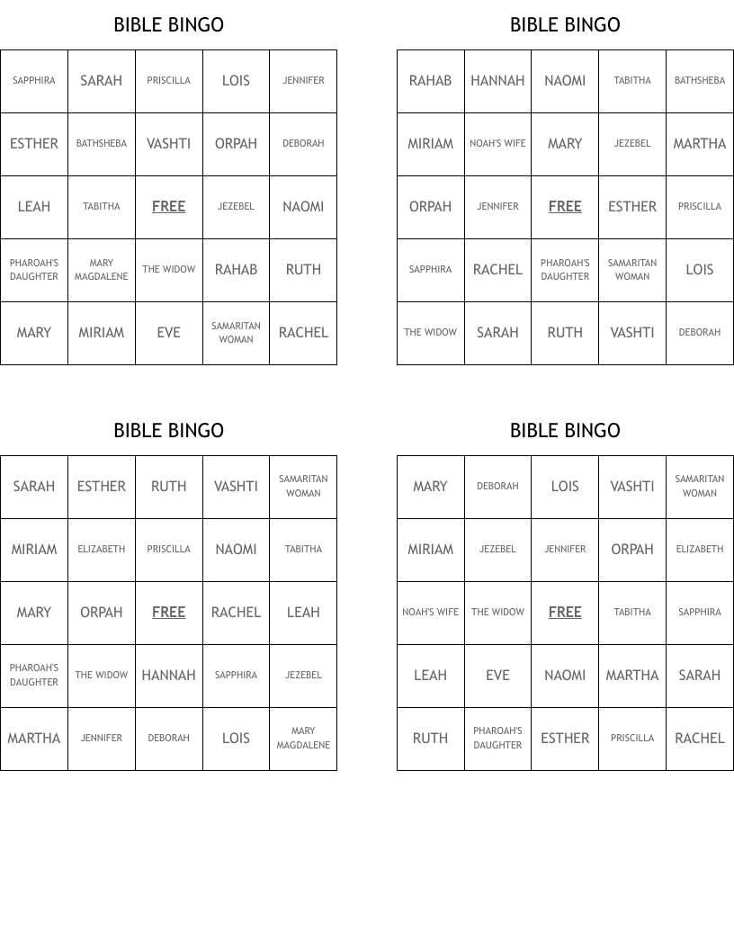 BIBLE BINGO