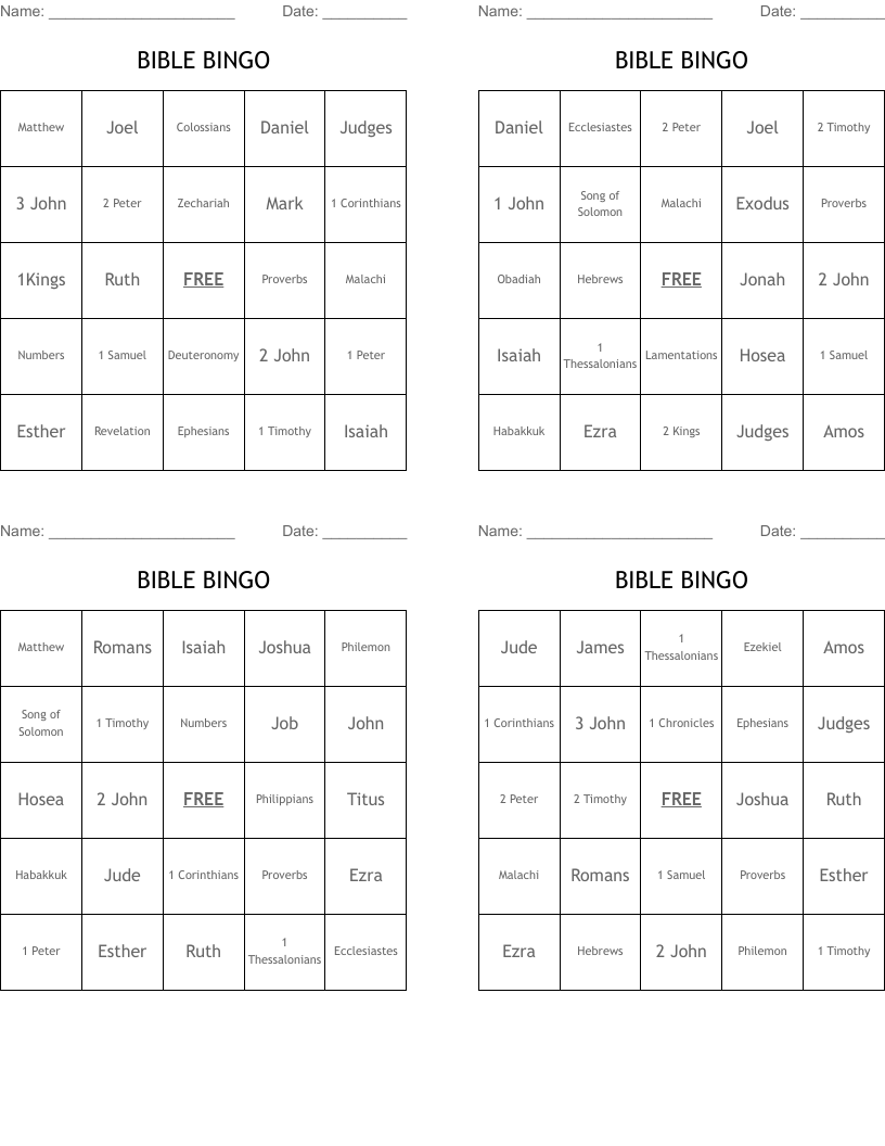 BIBLE BINGO