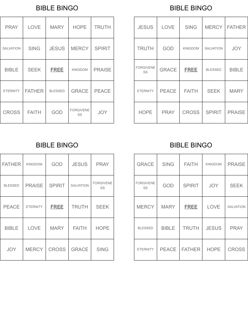 BIBLE BINGO