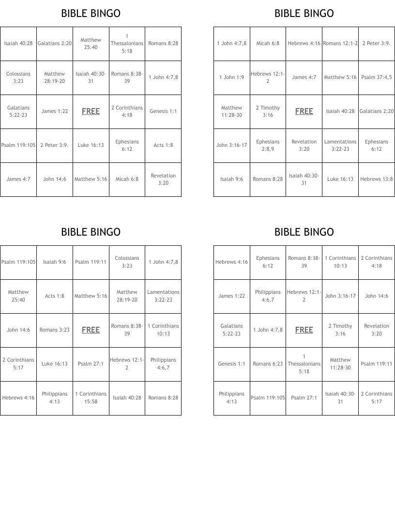 BIBLE BINGO