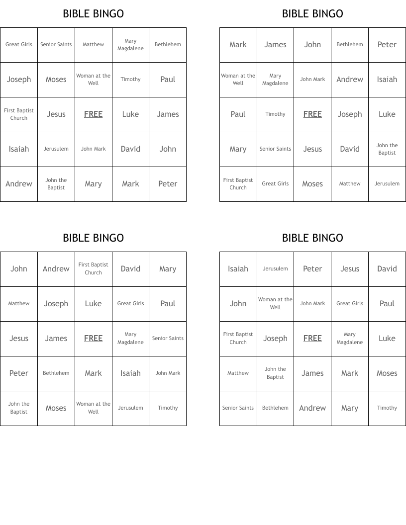 BIBLE BINGO