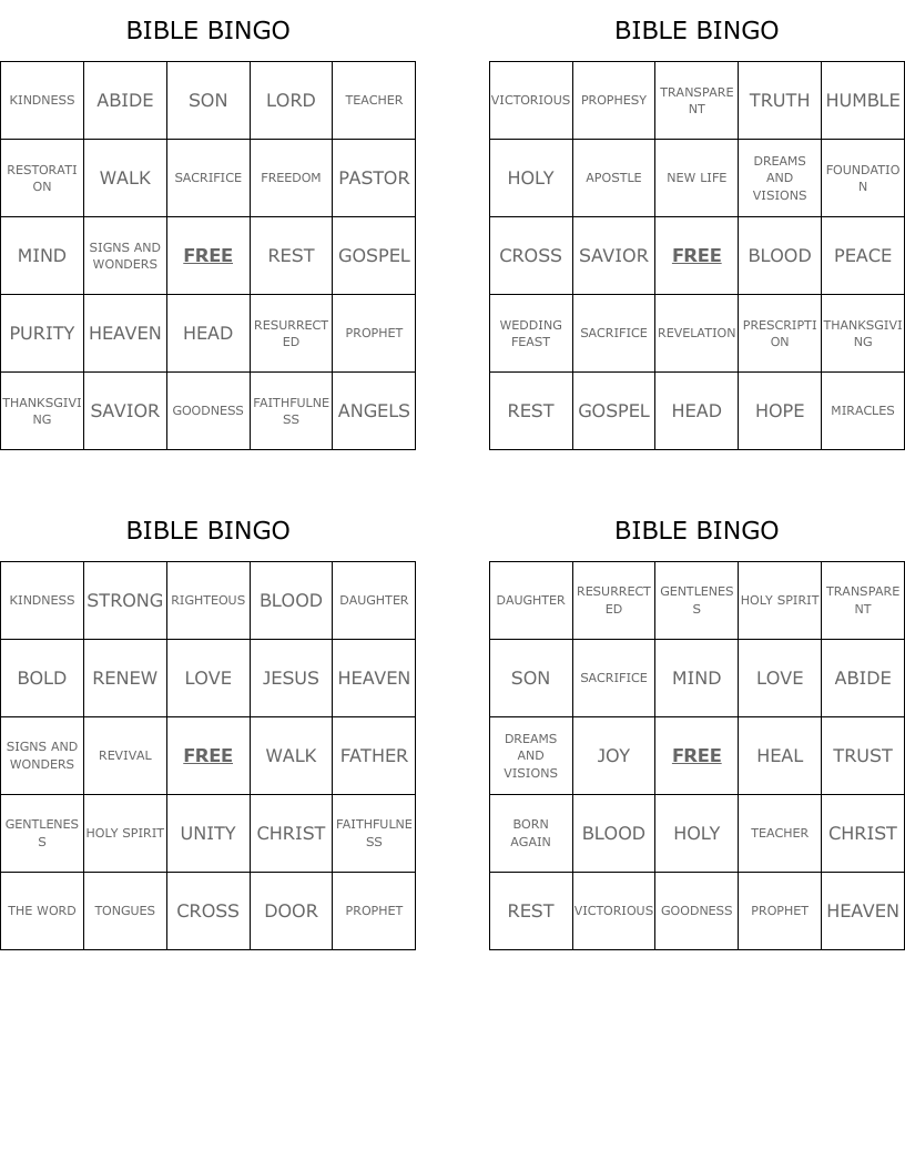 BIBLE BINGO