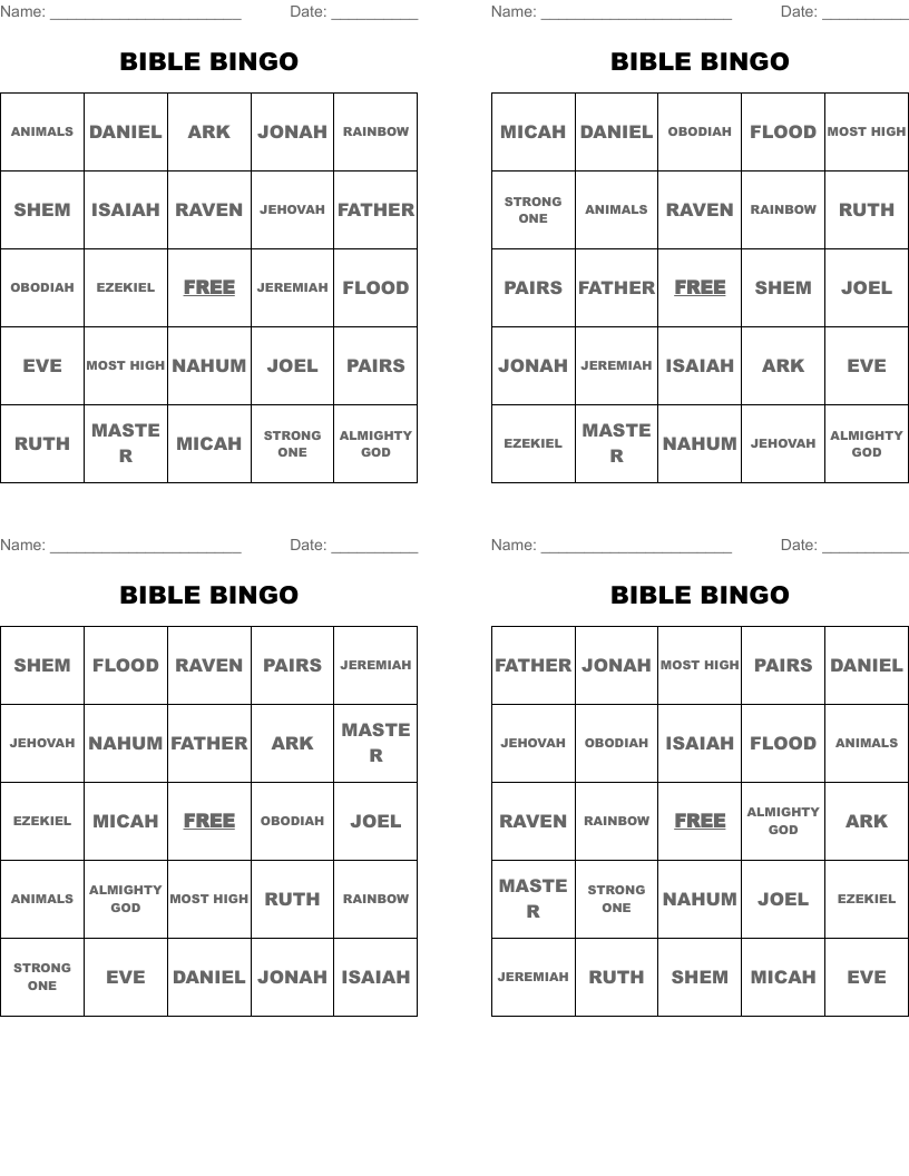 BIBLE BINGO