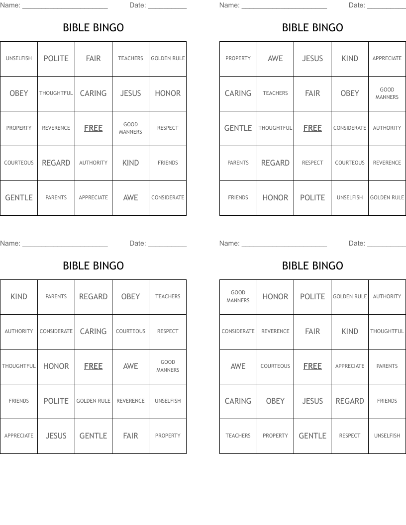 BIBLE BINGO